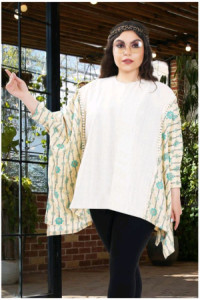 مانتو مجلسی لنین مدل پانچ جلو باز فری سایز قواره دارطرح دار دوتیکه