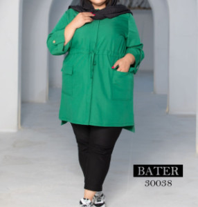 مانتو اسپرت سایز بزرگ سبز تترون 44 تا 62