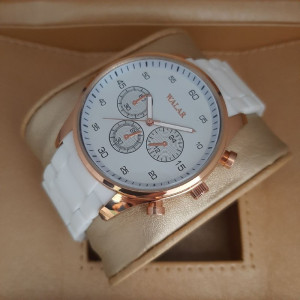 ساعت مردانه والار سفید قاب رزگلد