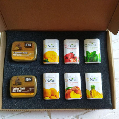 خوشبو کننده دهان نئون و قهوه و کاپوچینو نئون بسته بندی 8 عددی