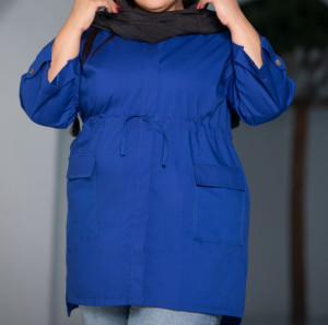 مانتو اسپرت سایز بزرگ آبی کاربنی 44 تا 62