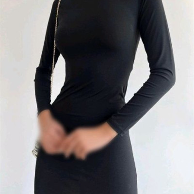 پیراهن شب زنانه ریون MYD BASIC مدل یقه ایستاده پشت زنجیری