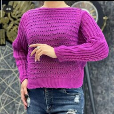 نیم تنه بافت کراپ زنانه بنفش