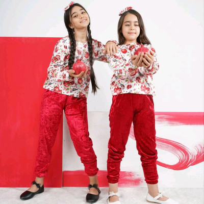 ست سه تیکه کراپ شلوار یلدایی