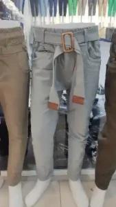 شلوار کتان کمربند دار