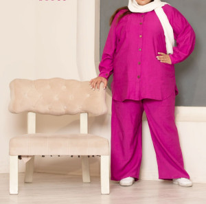 ست تونیک و شلوار سایز بزرگ 44 تا 62 سرخابی
