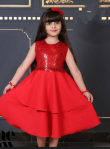 سارافون دخترانه پولک قرمز