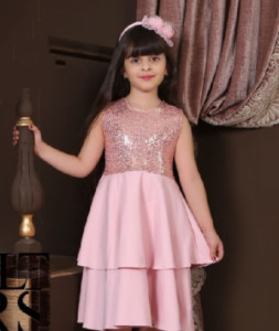 سارافون مجلسی دخترانه پولک صورتی