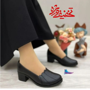کفش زنانه پاشنه دارهلالی مدل خورشیدی رویه چرم بیاله فروش عمده و کارتنی