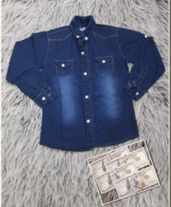 پیراهن پسرانه پارچه لی سنگشور شده سایز 1 تا 6 رنگ آبی و زغالی-109232