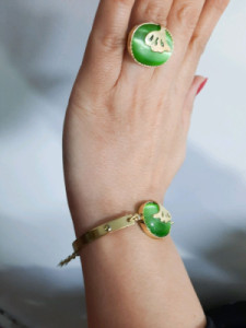 نیمست سنگ تزئینی چشم گربه قاب برنح دست ساز