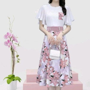 بلوز دامن آستین کلوش حریر وارداتی فری سایز-116239