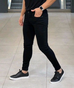 شلوار جین مشکی مردانه اسکینی فول سوپر کش درجه یک-145786