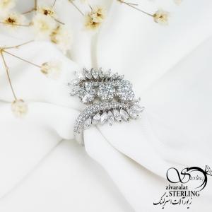 انگشتر جواهری نقره ایتالیایی روکش طلا کد 11075