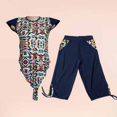 تاپ و شلوارک دخترانه کرپ اسکاچی