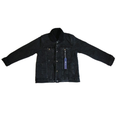 کاپشن مردانه جین زغالی داخل خز سایز مدیوم تا دوایکس لارج