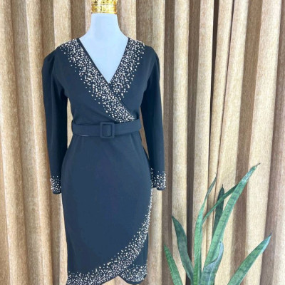 سارافون زنانه کرپ مدل نگین میدی جنس کرپ دالقیچ