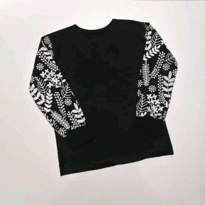 بلوز آستین بلند نخ پنبه مشکی زنانه و دخترانه