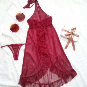 لباس خواب جلو باز پشت بلند گت دار سایز 32 تا 50 رنگ بندی-98453