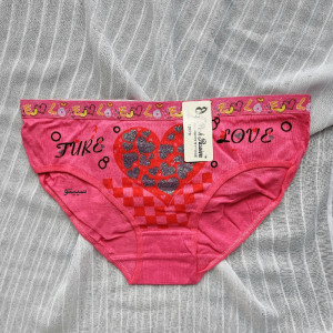 شورت نخ پنبه طرح دار قلبی (صورتی)