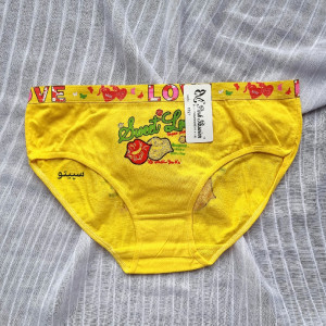شورت نخ پنبه طرح دار لب (زرد)