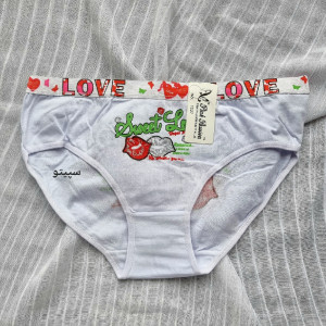 شورت نخ پنبه طرح دار لب (سفید)