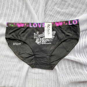 شورت نخ پنبه طرح دار لب (مشکی)