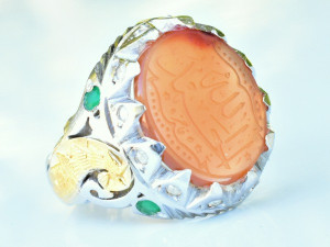 انگشتر نقره مردانه دستساز نگین اصل یمنی خطی با حکاکی ذکر الحمد لله