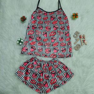 تاپ و شورتک ساتن برند لیدی لالا کد 518