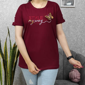 تیشرت آستین پاگون دار زنانه طرح پروانه-127031