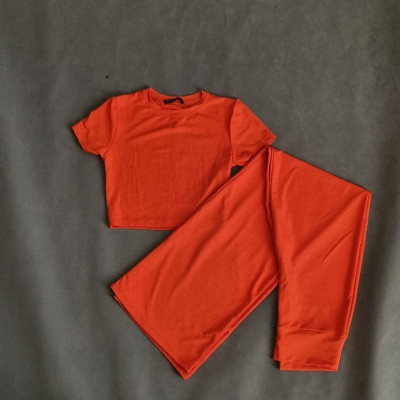 ست نیم تنه و شلوار نارنجی فول کشی ترکیه ای