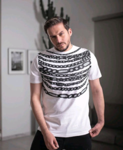 تیشرت اورجینال نگین کاری شده مدل زنجیر