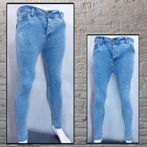 شلوار جین آبی روشن طرح دمپافیت