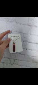 گردنبند شیشه خون با زنجیر استیل و جعبه