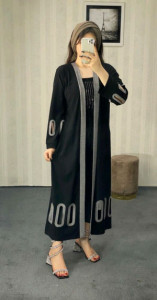 مانتو مجلسی کرپ مدل مانتو جلو باز زنانه