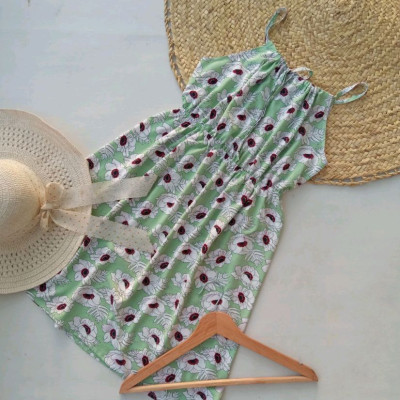 پیراهن روزمره زنانه نخی مدل بندی گلدار