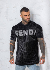 تیشرت ترکیبی یقه گرد مردانه FENDI