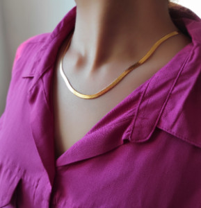 گردنبند ماری هرینگبون استیل طلایی زنونه(ارسال رایگان)