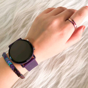 ست ساعت ال ای دی ژله ای بنفش دوکلید به همراه دستبند و حلقه-149046