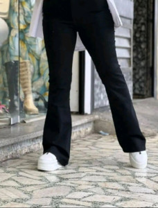 شلواردمپا زنانه کتان بنگال کشی کمرهویجی وجیب دار