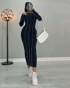 پیراهن زنانه پنبه‌ای مدل ماکسی رامشین فانریپ کبریتی-136130