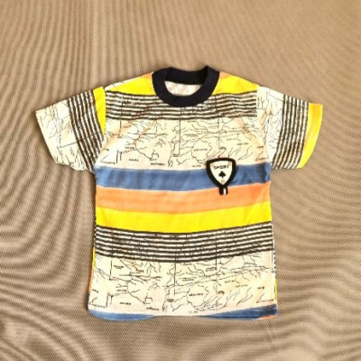 تیشرت پسرانه نخی راه راه یقه گرد قد 40 سانت عرض 30 سانت