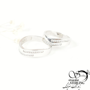 حلقه ست نقره نگین موج دار کد7389