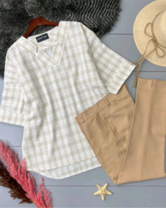 شومیز لینن طلایی