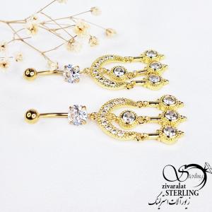 پیرسینگ ناف آویز دار طرح طلا کد 10709-134857