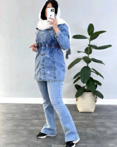 مانتو اسپرت زنانه جین مدل مانتو جین کمر گت-149385