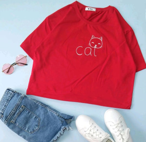 کراپ تیشرت نیم تنه زنانه نخ پنبه اعلا طرح کت