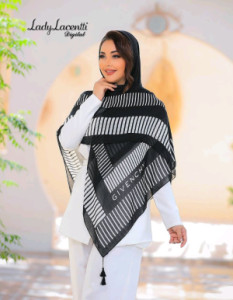 روسری زنانه مشکی در 7 طرح مختلف قواره 135 جنس نخ