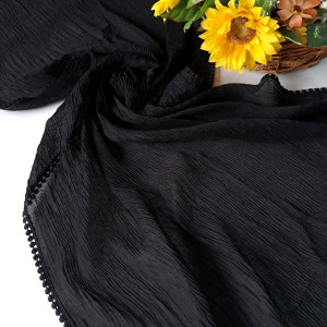 شال مجلسی پلیسه مشکی دور گیپور جنس نخ-122083