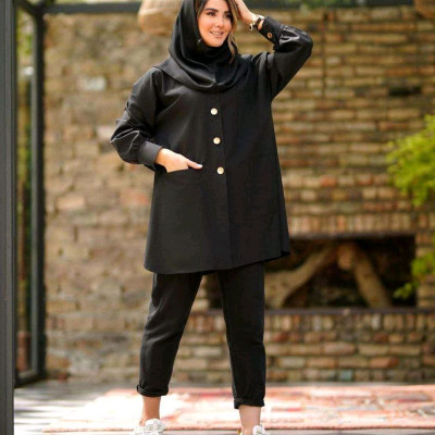 مانتو دانشجویی نخی تترون مدل نارگل-152813